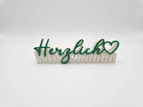 Herzlich Willkommen – Decorative Lettering Sign with Heart - NUVIA Home