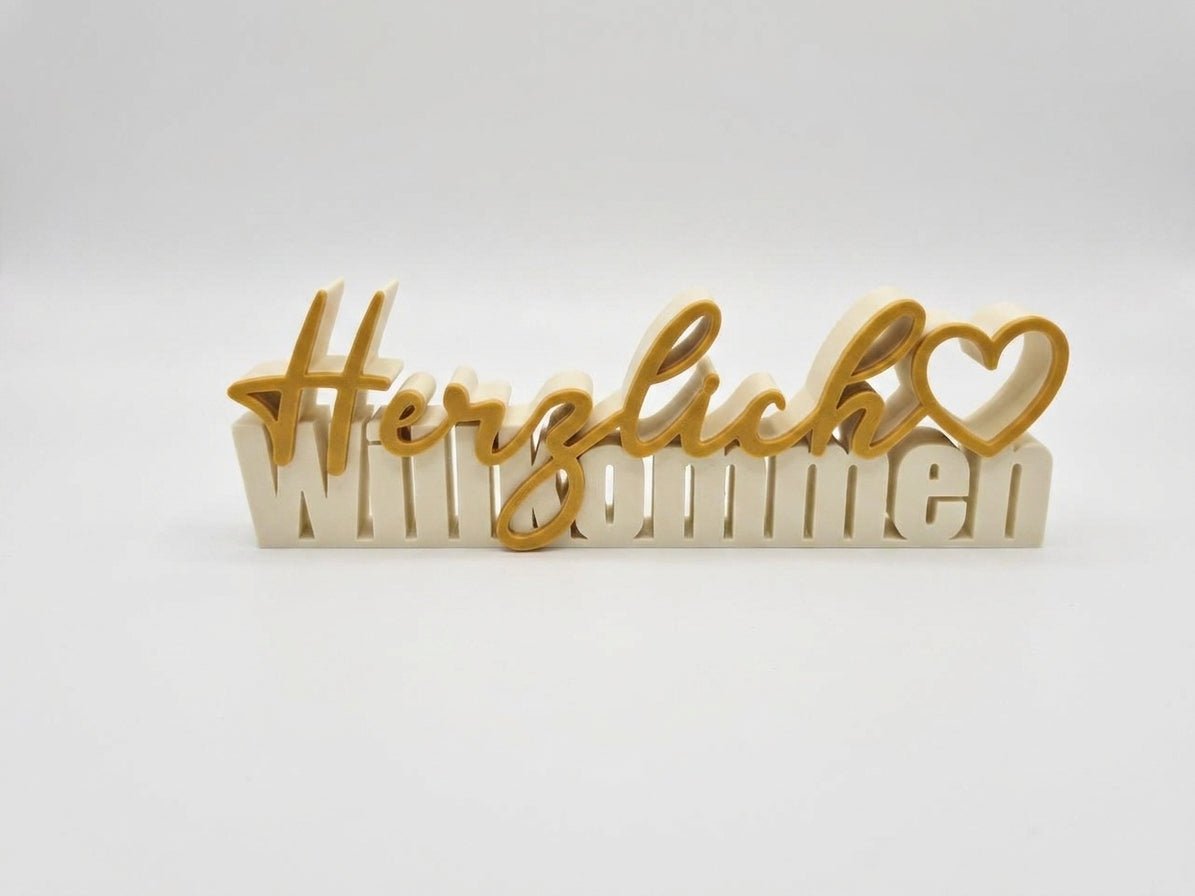 Herzlich Willkommen – Decorative Lettering Sign with Heart - NUVIA Home