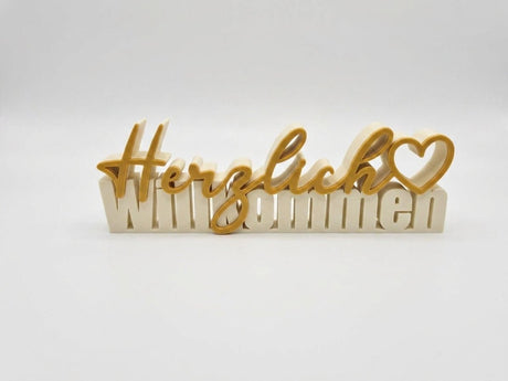 Herzlich Willkommen – Decorative Lettering Sign with Heart - NUVIA Home